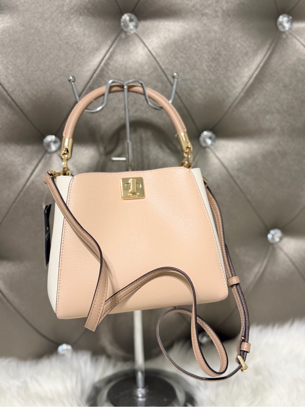 Kate Spade Phoebe Two-Tone Pebbled Crossbody Satchel - Blush & Cream